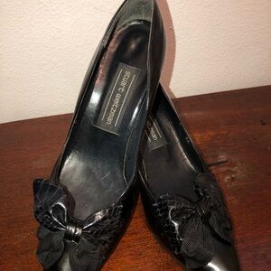 Stuart Weitzman Black Flats with Bow Accent